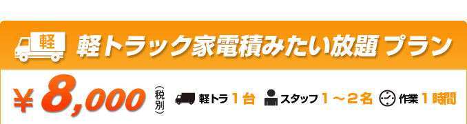 スグかたづけ隊 軽トラック家電積みたい放題プラン 8,000円